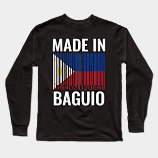 Made in Baguio Barcode Flag of the Philippines Long Sleeve T-Shirt